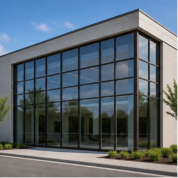 Bronze commercial aluminum window-wall system